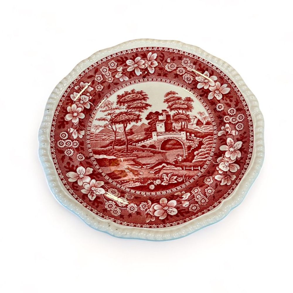 1950's Copeland Spode Tower Red 9.5" Transfer Ware, Ironstone Decorative Plate - Picture 13 of 13